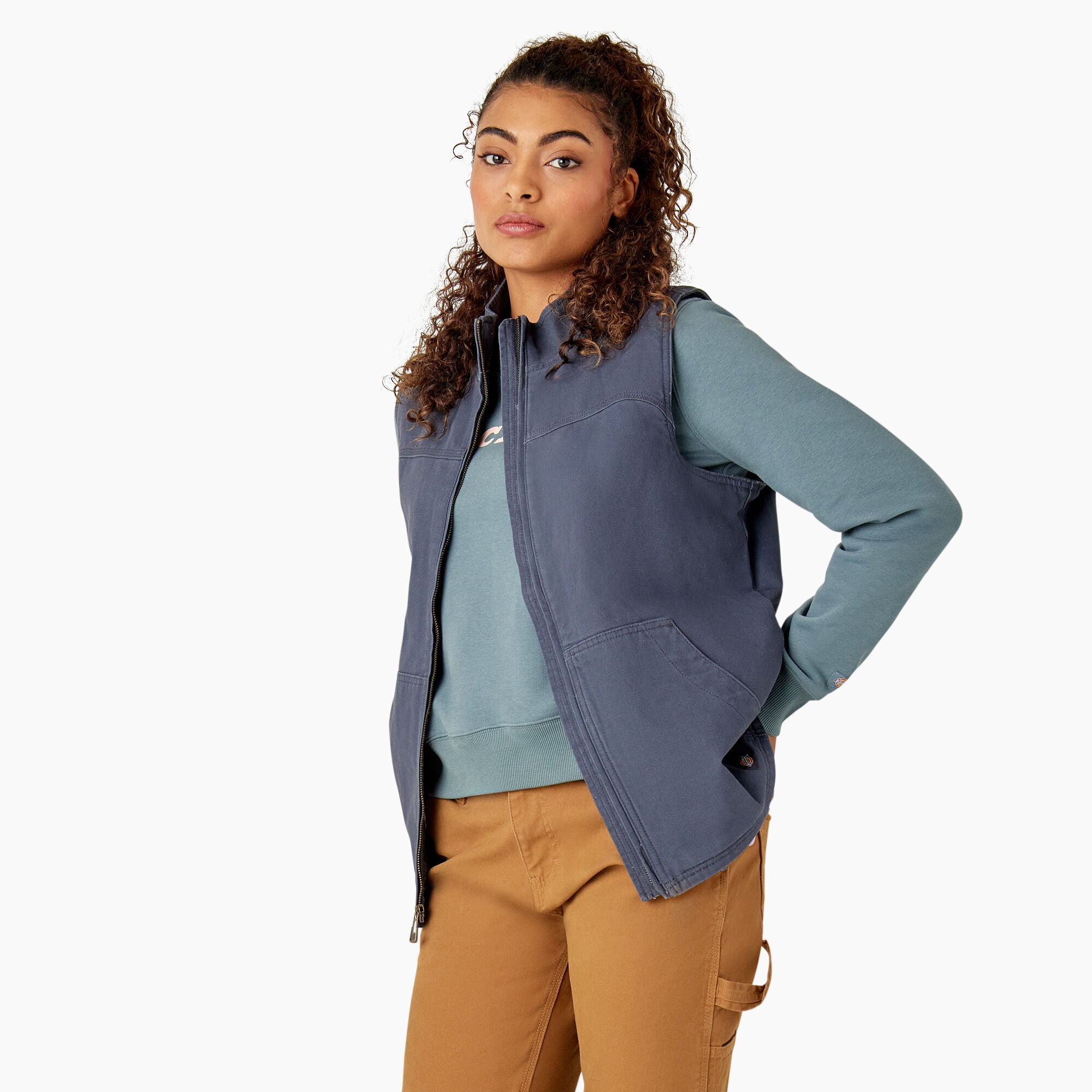 Women's Fleece Lined Duck Canvas Vest - Image 3