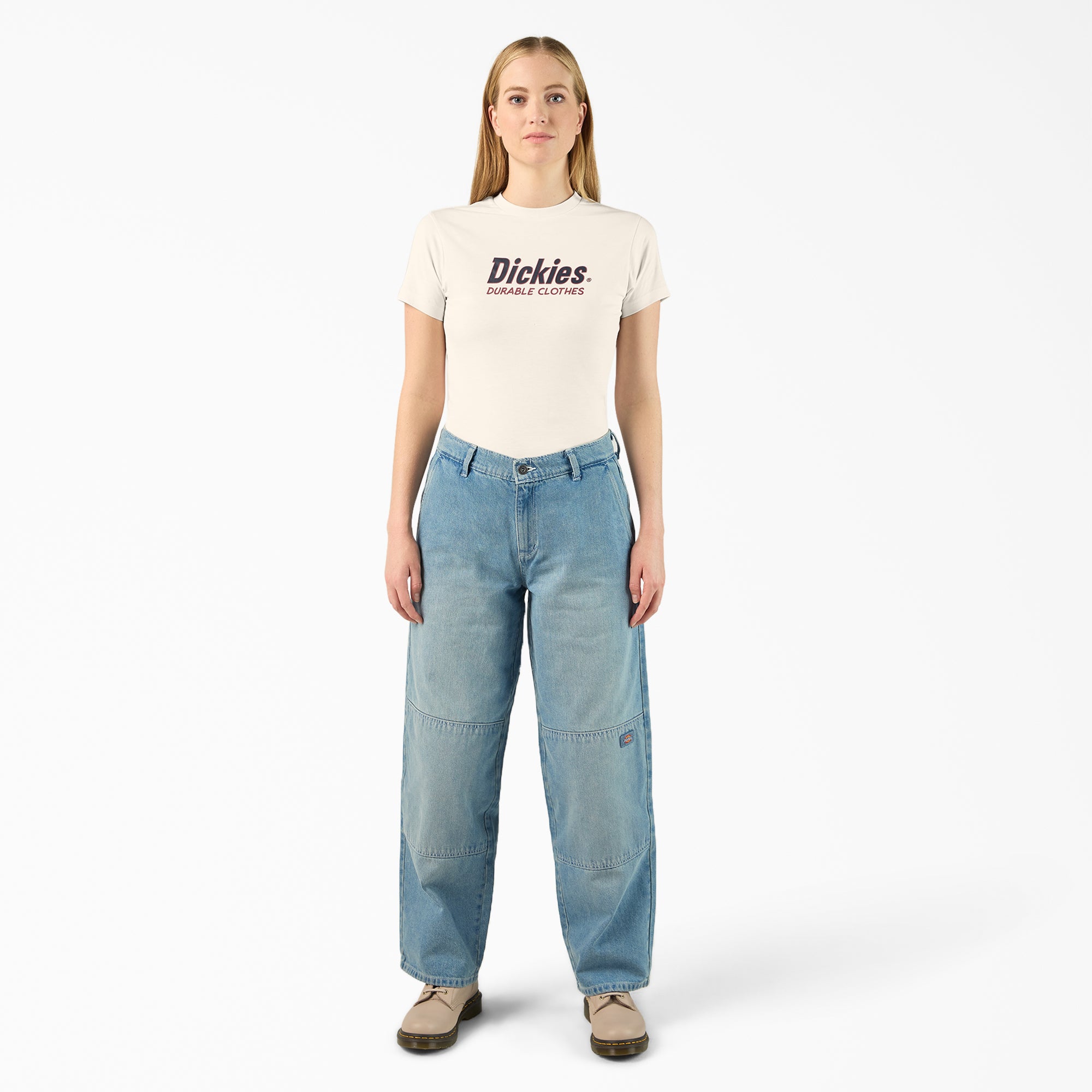 Women's Loose Fit Double Knee Jeans - Image 4