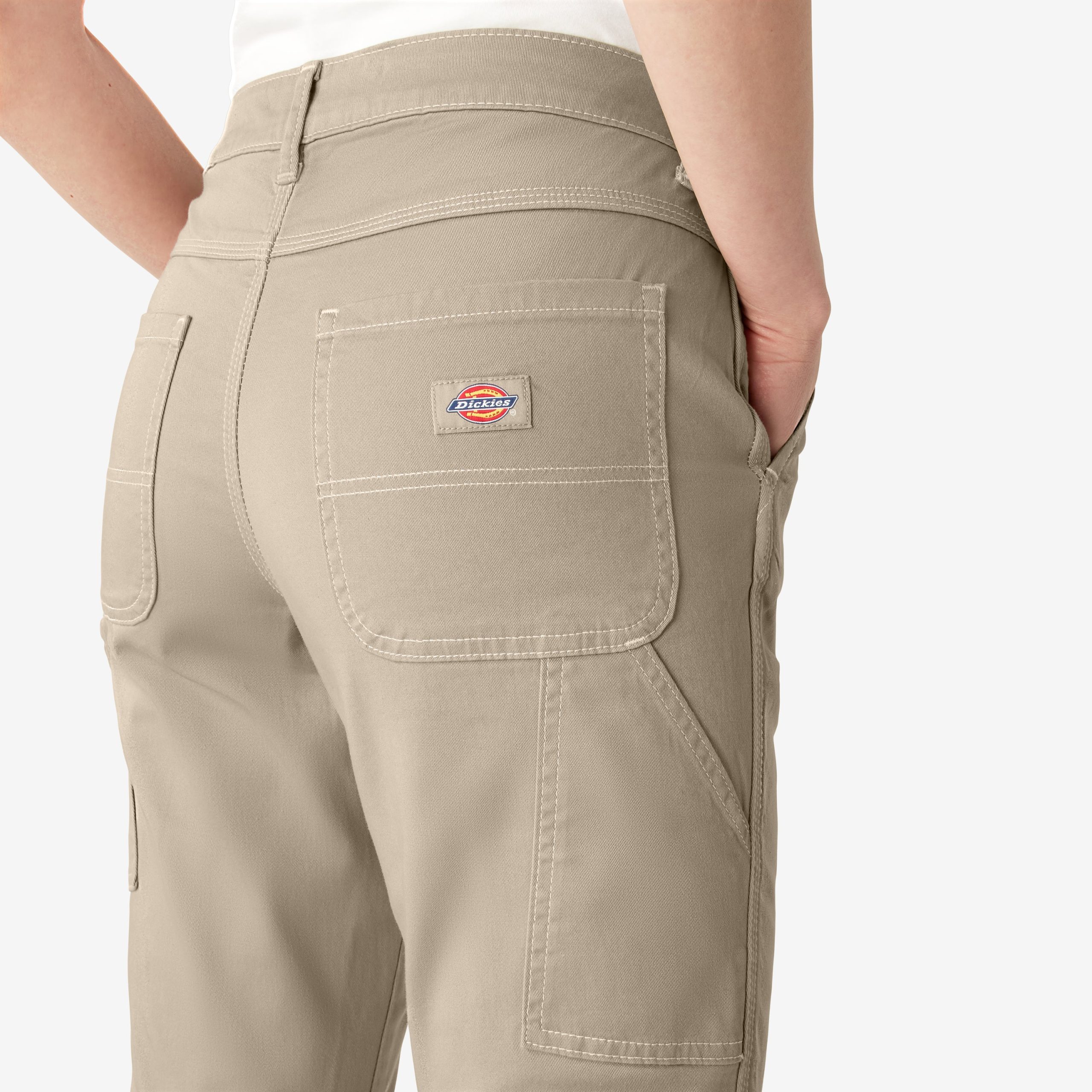 Women's Slim Straight Fit Roll Hem Carpenter Pants - Image 7