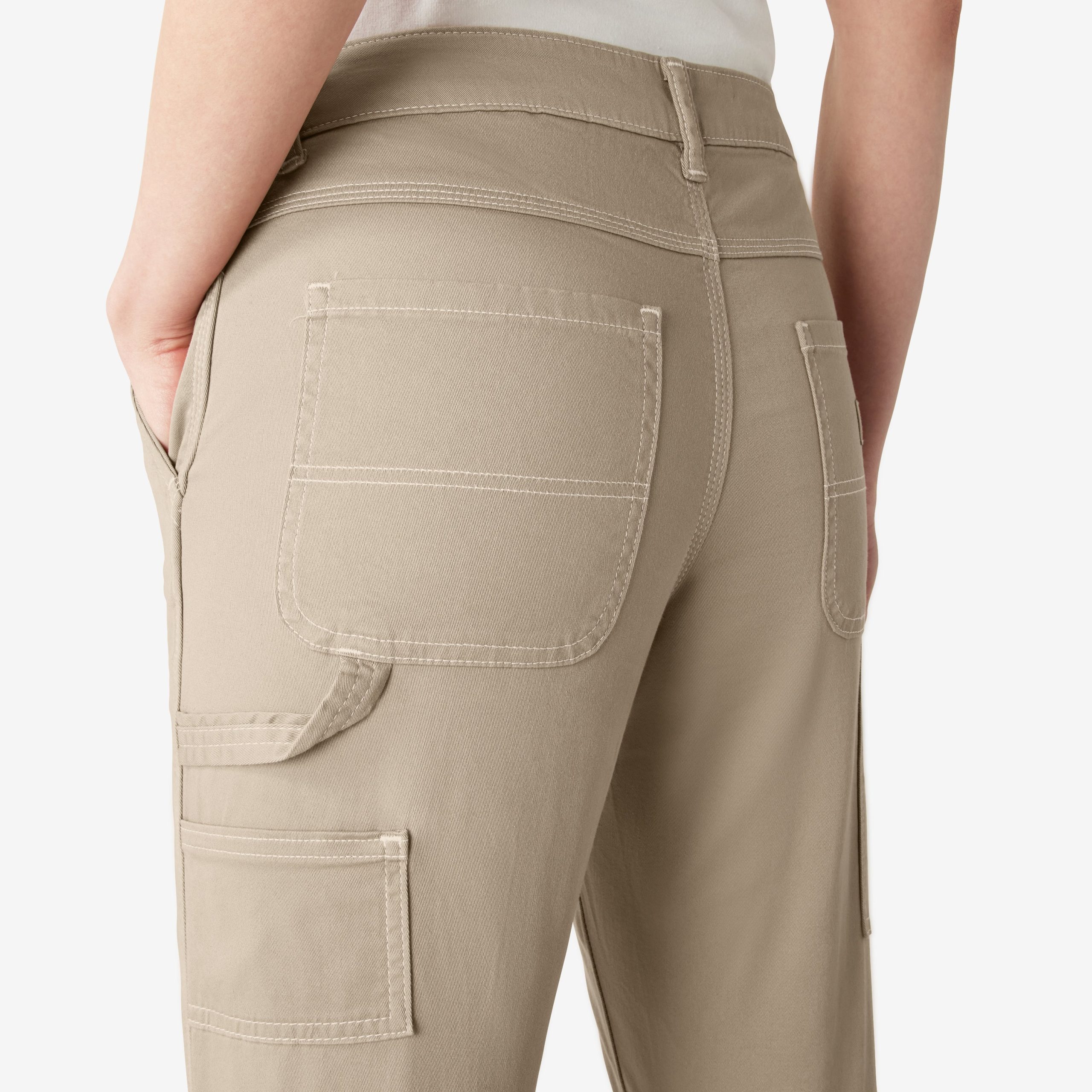 Women's Slim Straight Fit Roll Hem Carpenter Pants - Image 8